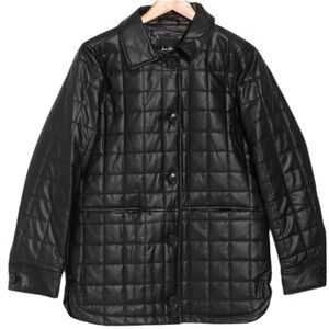 SAM‎ EDELMAN Black Faux Leather Quilted Jacket